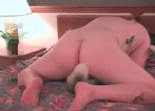 Very hot pounding on a large bed